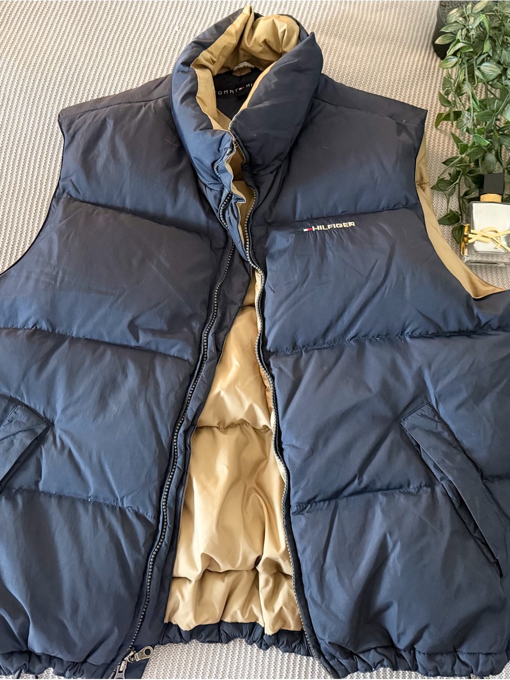 Tommy Hilfiger Navy & Tan Quilted Puffer Vest